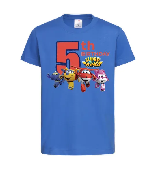 Детская футболка Super wings birthday 5 Ярко-синий фото