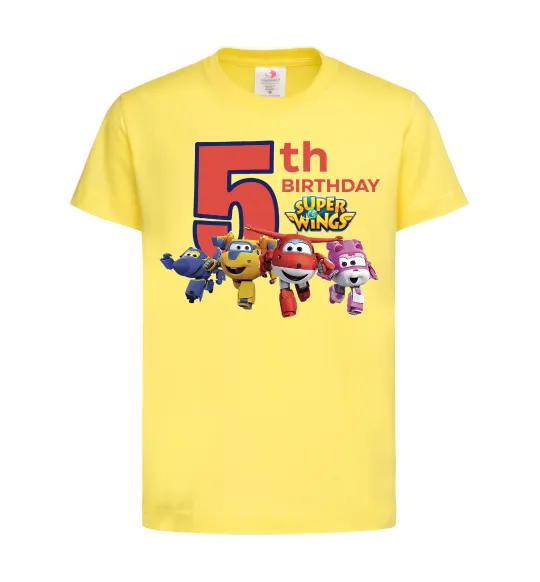 Детская футболка Super wings birthday 5 Лимонный фото