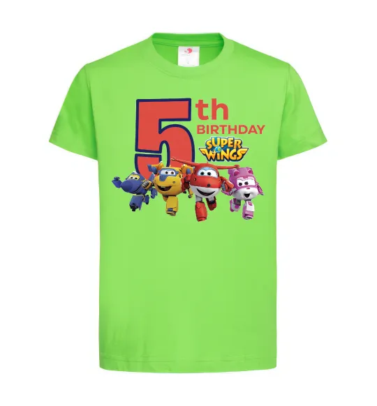 Детская футболка Super wings birthday 5 Лаймовый фото