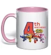 Чашка с цветной ручкой Super wings birthday 4 Нежно розовый фото