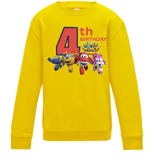 Детский Свитшот Super wings birthday 4 Солнечно желтый фото