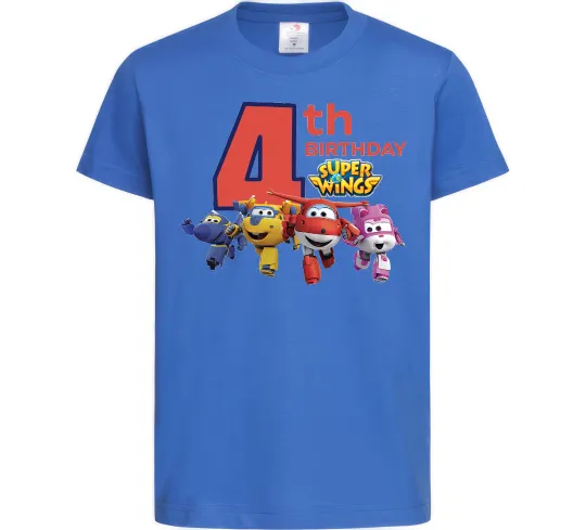 Детская футболка Super wings birthday 4 Ярко-синий фото