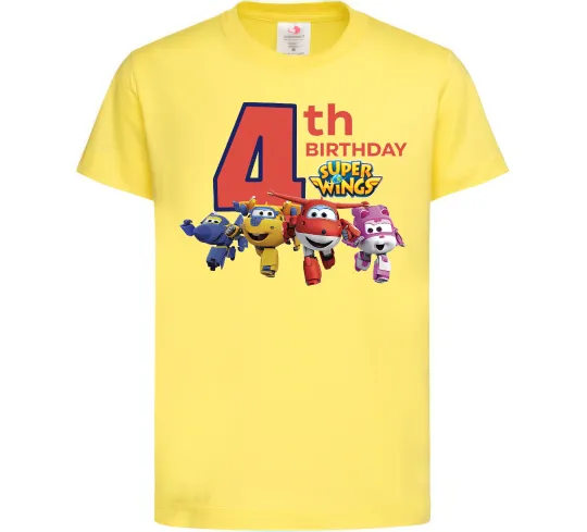 Детская футболка Super wings birthday 4 Лимонный фото
