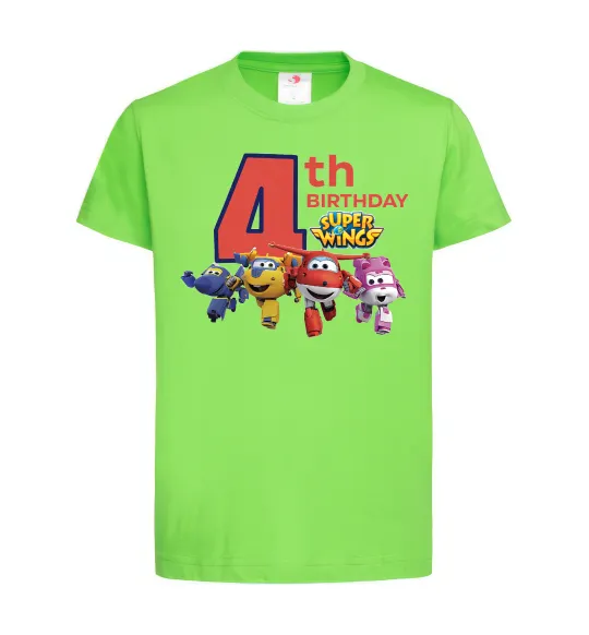 Дитяча футболка Super wings birthday 4 Лаймовий фото