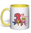 Чашка з кольоровою ручкою Super wings birthday 3 Лимонний фото