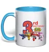 Чашка з кольоровою ручкою Super wings birthday 3 Блакитний фото