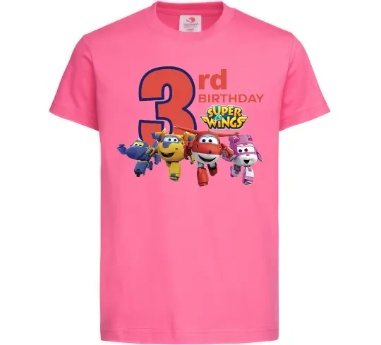 Детская футболка Super wings birthday 3 Ярко-розовый фото