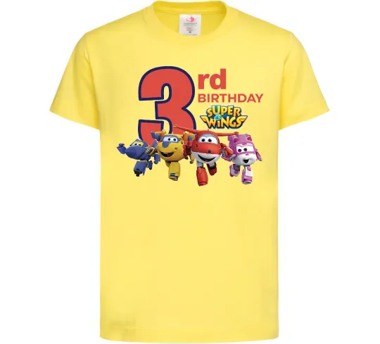 Детская футболка Super wings birthday 3 Лимонный фото