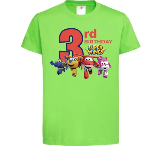 Детская футболка Super wings birthday 3 Лаймовый фото