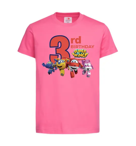 Детская футболка Super wings birthday 3 Ярко-розовый фото