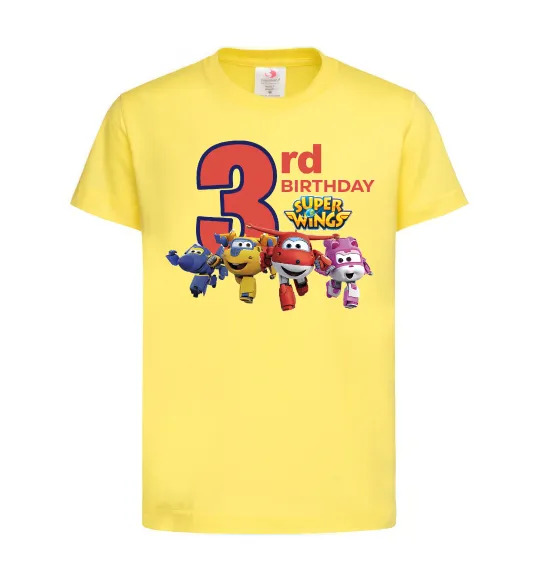 Детская футболка Super wings birthday 3 Лимонный фото