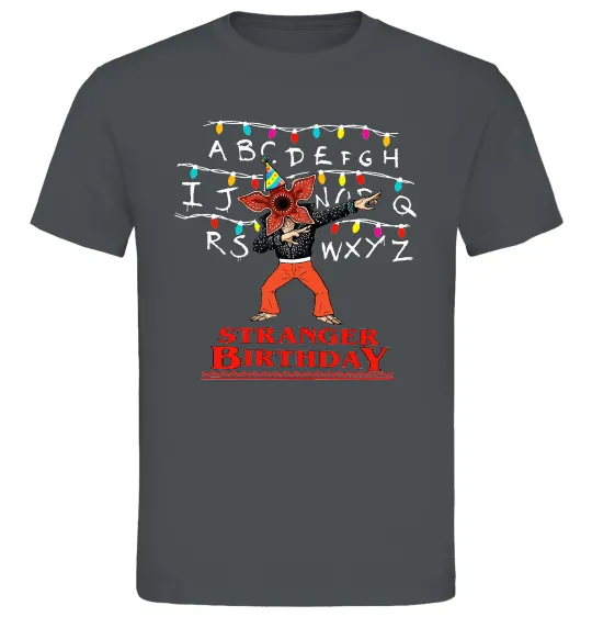 Чоловіча футболка Stranger birthday Графіт фото