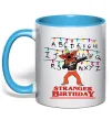 Чашка с цветной ручкой Stranger birthday Голубой фото