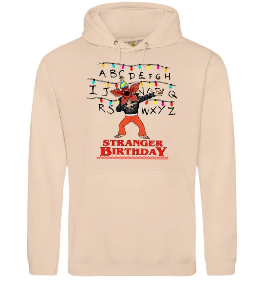 Мужская толстовка (худи) Stranger birthday Песочный фото
