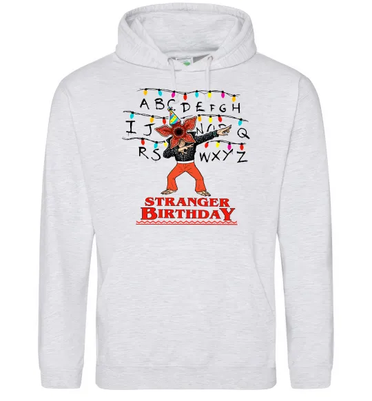 Женская толстовка (худи) Stranger birthday Серый меланж фото