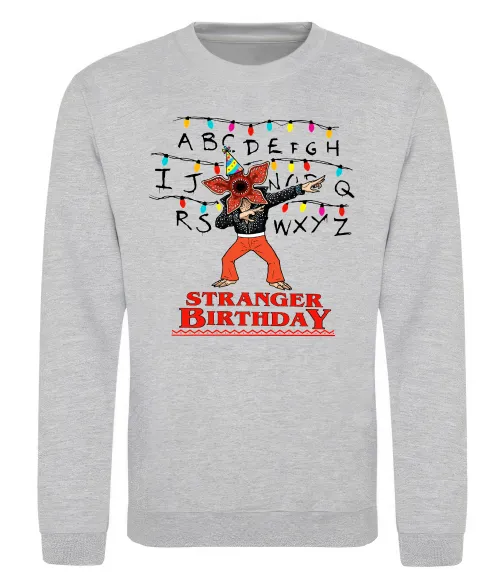 Свитшот Stranger birthday Серый меланж фото
