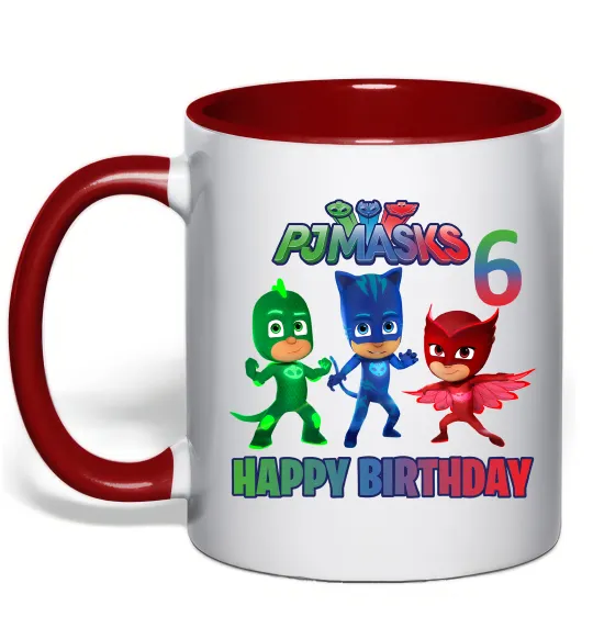 Чашка с цветной ручкой PJ Masks birthday 6 Красный фото