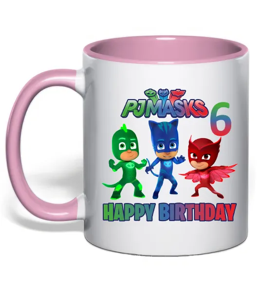 Чашка с цветной ручкой PJ Masks birthday 6 Нежно розовый фото