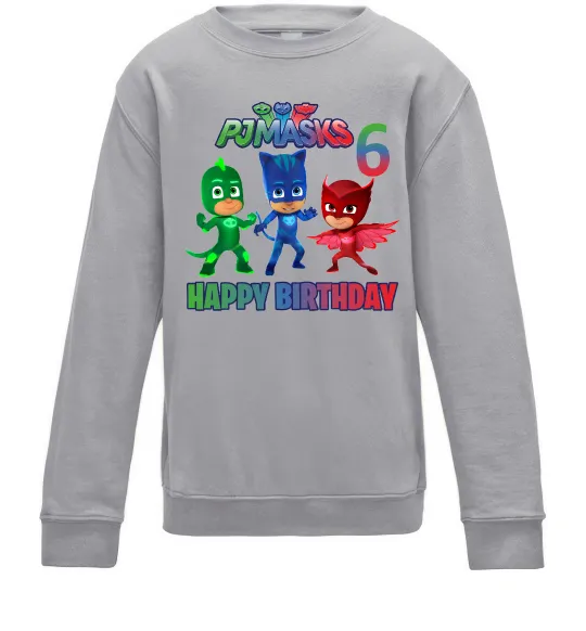 Дитячий світшот PJ Masks birthday 6 Сірий меланж фото