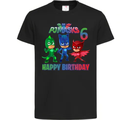 Детская футболка PJ Masks birthday 6 Черный фото