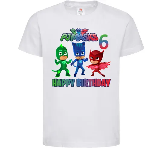 Детская футболка PJ Masks birthday 6 Белый фото
