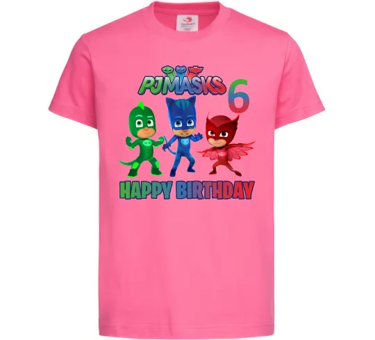 Детская футболка PJ Masks birthday 6 Ярко-розовый фото