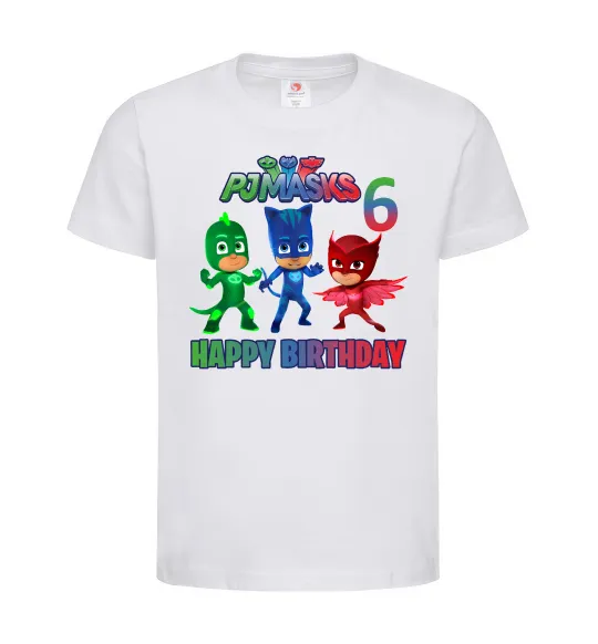 Дитяча футболка PJ Masks birthday 6 Білий фото