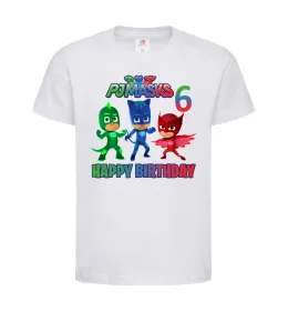Детская футболка PJ Masks birthday 6 Белый фото