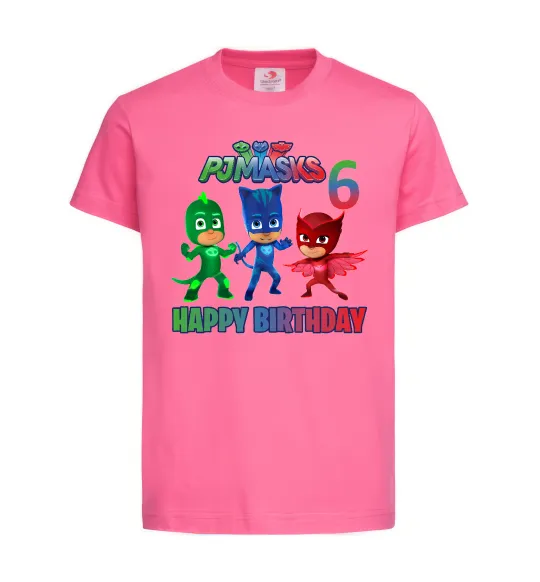 Дитяча футболка PJ Masks birthday 6 Яскраво-рожевий фото