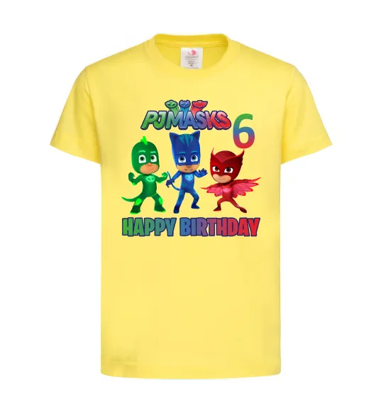 Дитяча футболка PJ Masks birthday 6 Лимонний фото