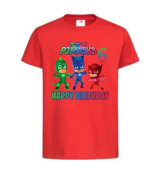 Дитяча футболка PJ Masks birthday 6 Червоний фото