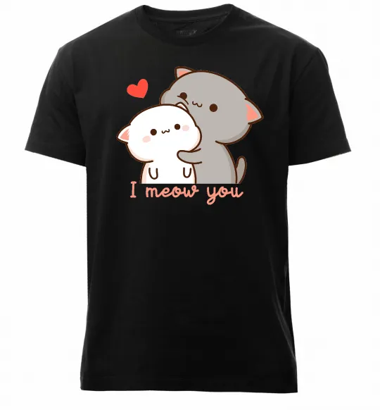 Чоловіча преміум футболка Котики I Meow you Чорний фото