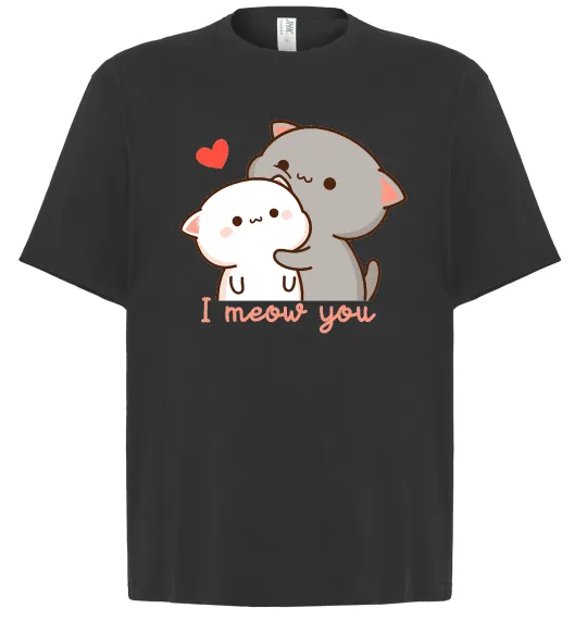 Футболка Оверсайз Котики I Meow you Чорний фото