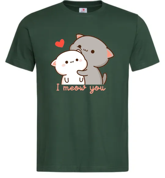 Чоловіча футболка Котики I Meow you Темно-зелений фото