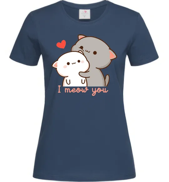 Жіноча футболка Котики I Meow you Темно-синій фото
