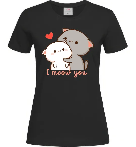 Жіноча футболка Котики I Meow you Чорний фото