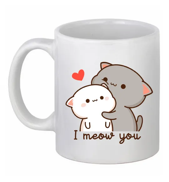 Чашка керамічна Котики I Meow you Білий фото