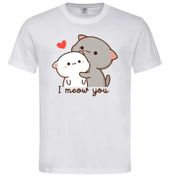 Чоловіча футболка Котики I Meow you Білий фото
