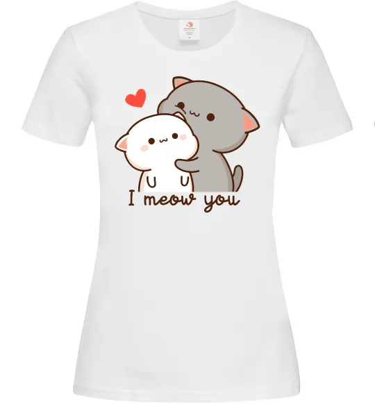 Жіноча футболка Котики I Meow you Білий фото
