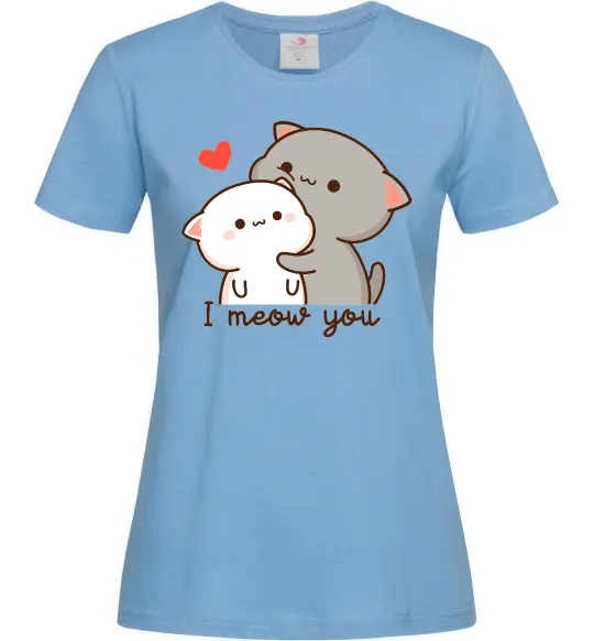 Жіноча футболка Котики I Meow you Блакитний фото