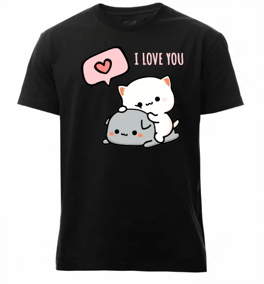 Чоловіча преміум футболка Peach and Goma love you Чорний фото