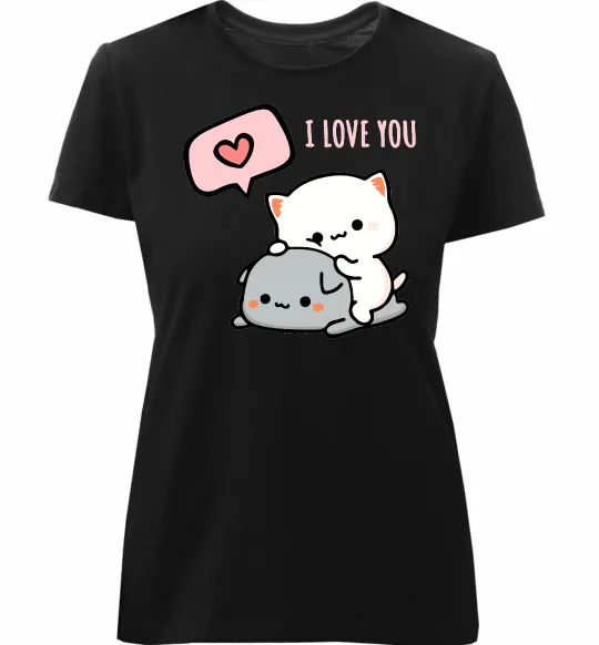 Жіноча преміум футболка Peach and Goma love you Чорний фото