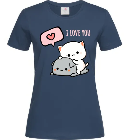 Жіноча футболка Peach and Goma love you Темно-синій фото
