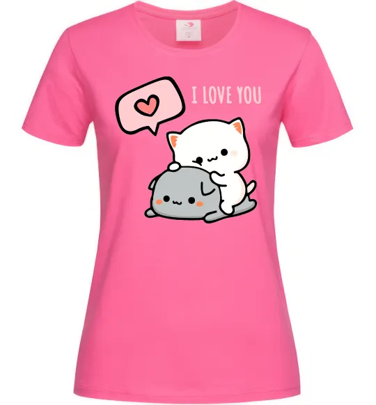 Жіноча футболка Peach and Goma love you Яскраво-рожевий фото