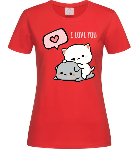 Жіноча футболка Peach and Goma love you Червоний фото