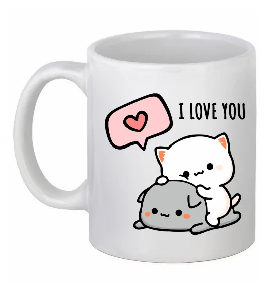 Чашка керамічна Peach and Goma love you Білий фото