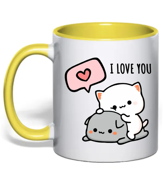 Чашка з кольоровою ручкою Peach and Goma love you Лимонний фото