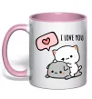 Чашка з кольоровою ручкою Peach and Goma love you Ніжно рожевий фото