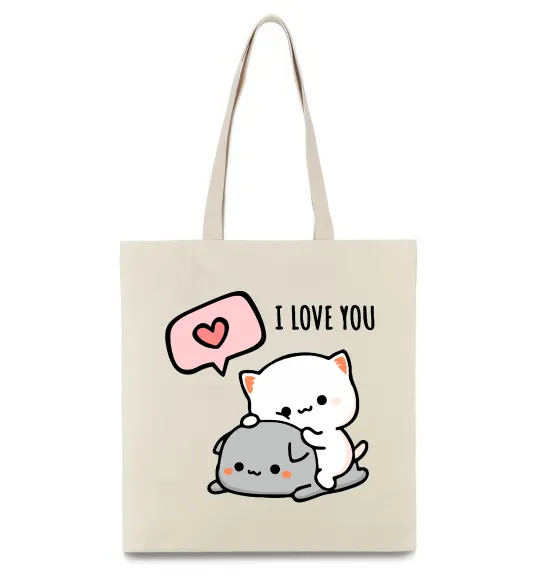 Еко-сумка Peach and Goma love you Бежевий фото