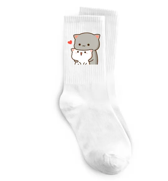 Шкарпетки Котики в обіймах Білий фото